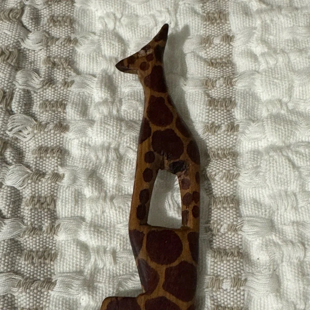 Wooden‎ Giraffe Figurine Hand Carved Animal Safari Decor Envelope Opener Whimsy